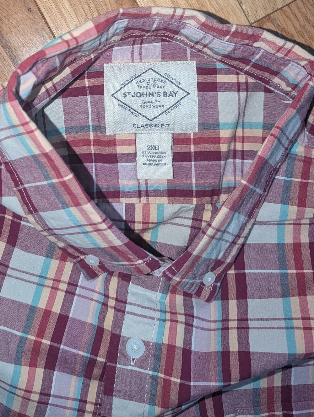 NWOT Mens Tall St Johns Bay Plaid Short Sleeve  Shirt Size 2XLT - Picture 2 of 4